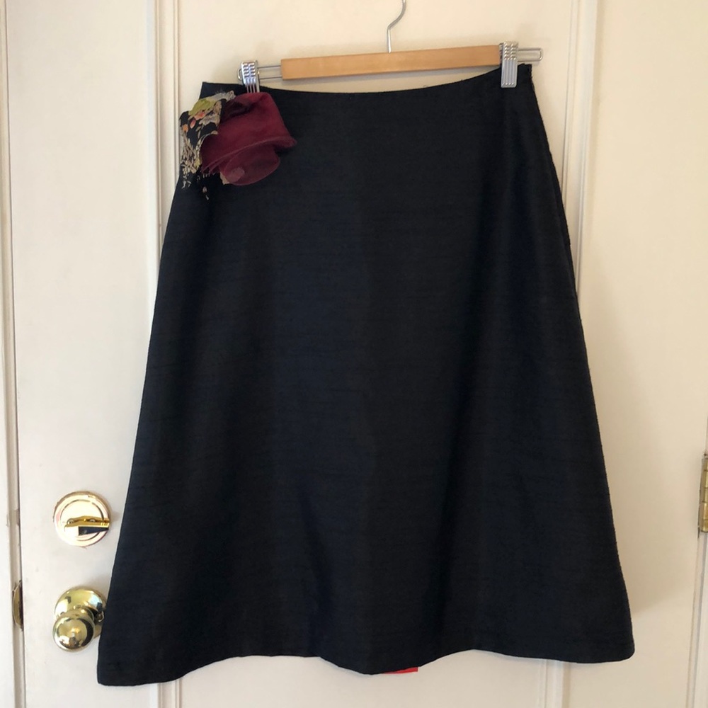 Silk skirt with vintage kimono detail